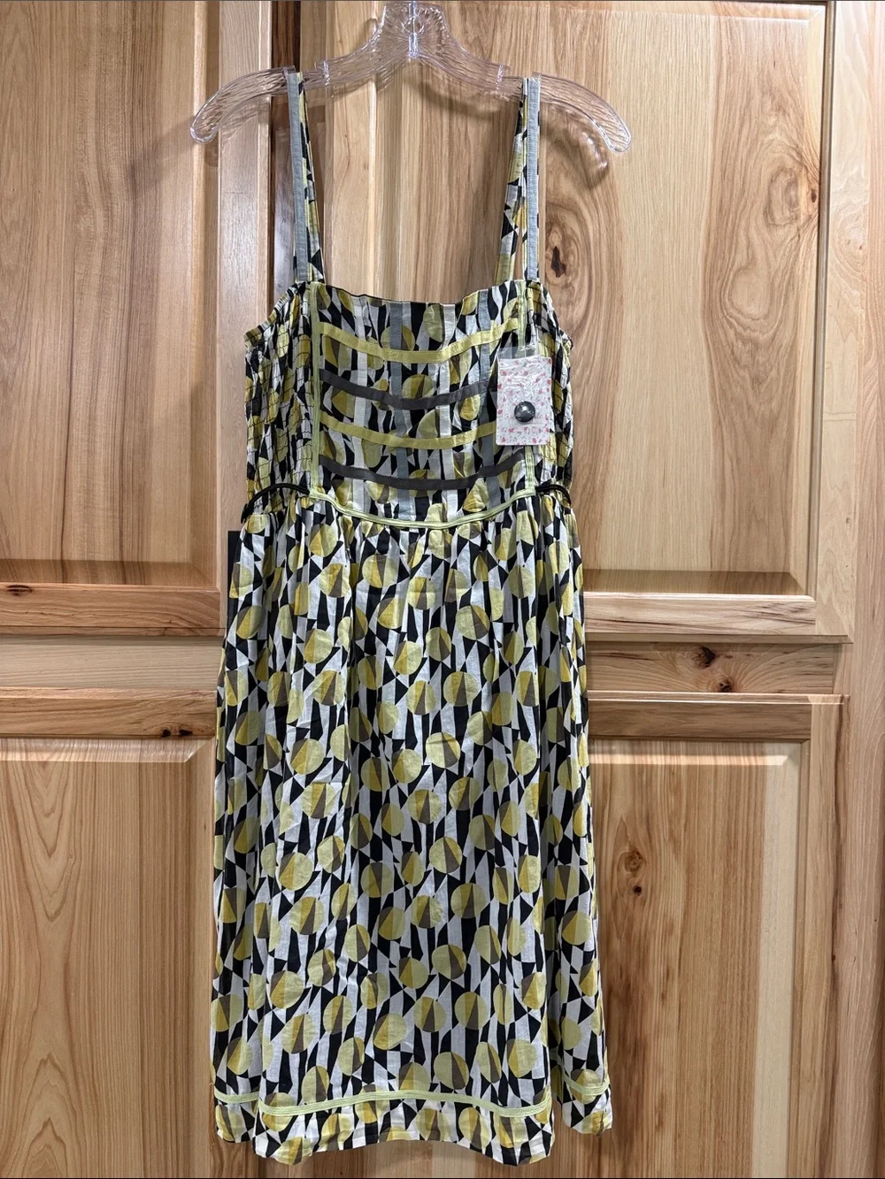 NWT Free People Women’s Size 12 Vintage Geometric Print Yellow Black Sundress